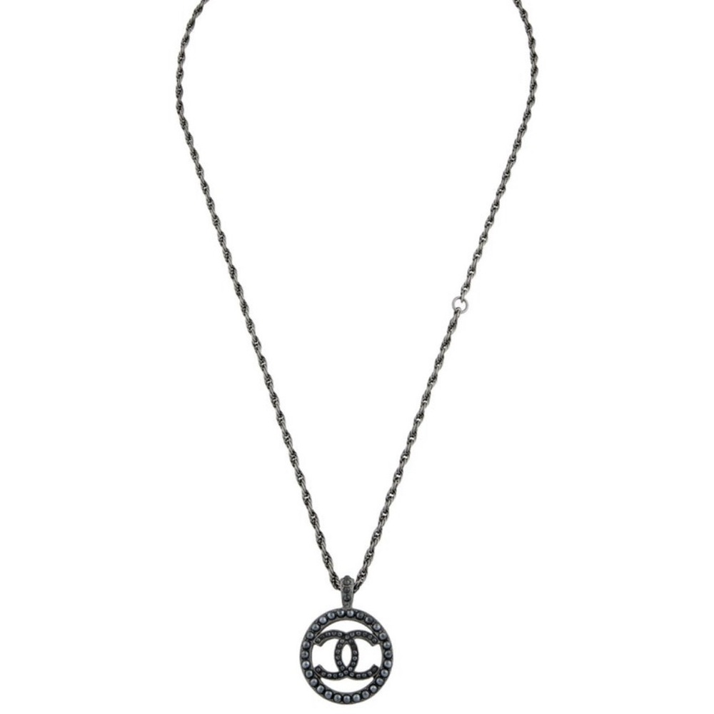 CHANEL Black and Silver Logo Necklace - Picture 2 of 3